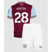 Fotbalové Dres West Ham United Tomas Soucek #28 Dětské Domácí 2024-25 Krátký Rukáv (+ trenýrky)